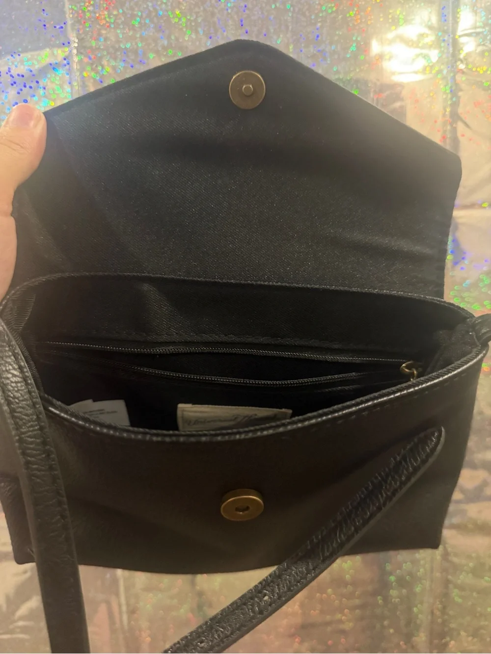 Universal Thread Black Faux Leather Envelope Crossbody Bag Adjustable Strap
